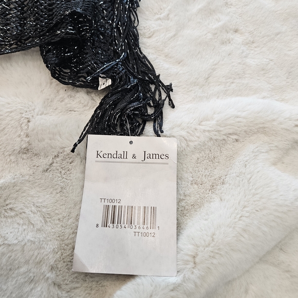 Kendall & James Black Fringe Silver Sparkle Beach Cover Up OS NWT - Picture 3 of 7